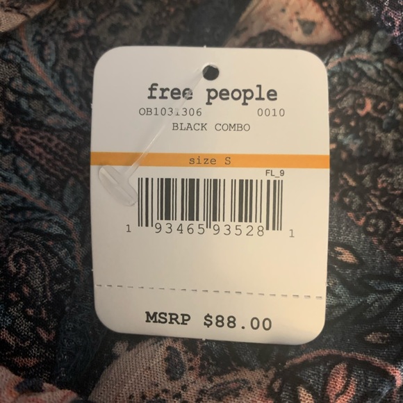 Free People Pink/Teal High-Low Lace Front Top NWT - Picture 3 of 5